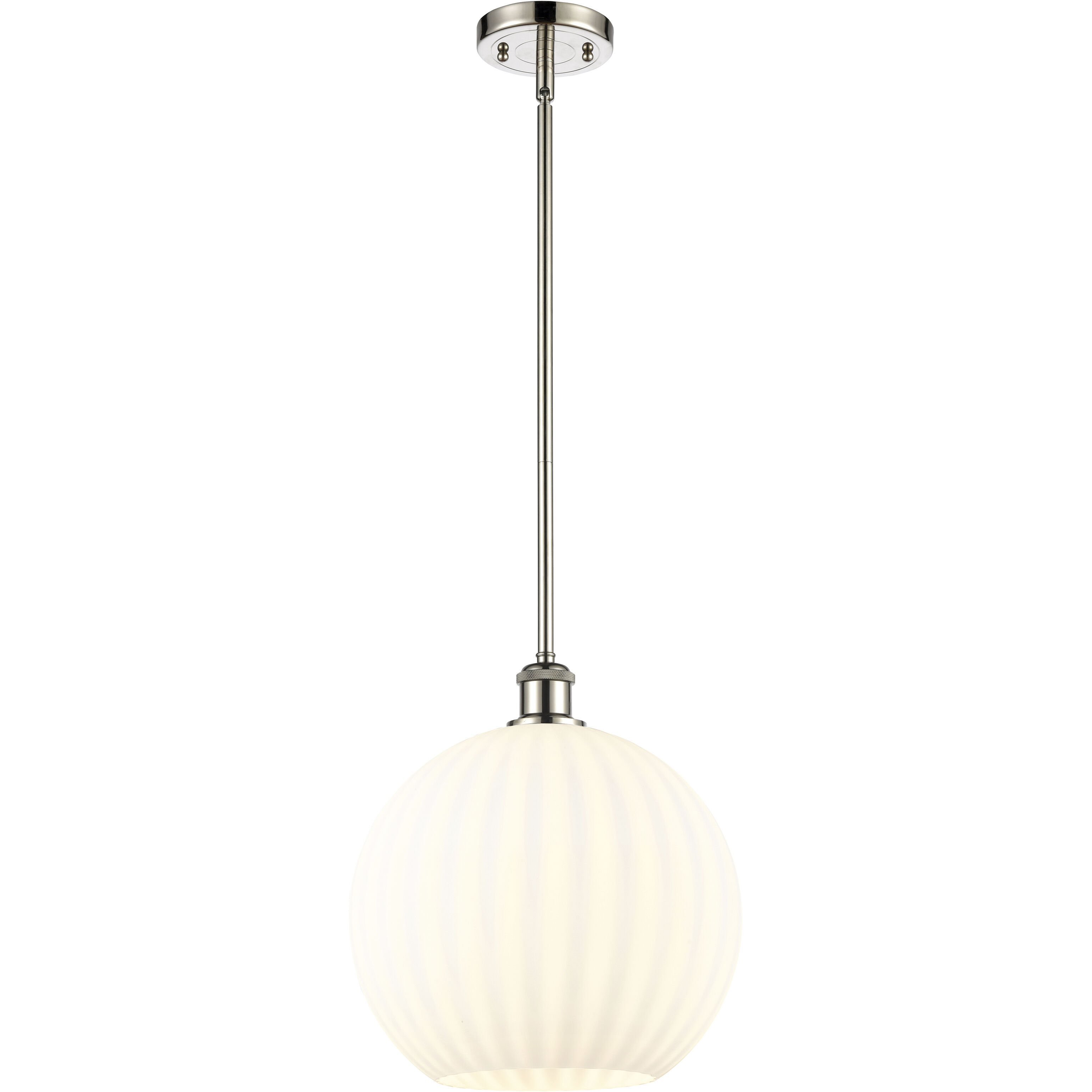 Ballston White Venetian 1 Light 12 inch Polished Nickel Stem Hung Pendant Ceiling Light