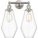 Cindyrella 2 Light 16 inch Brushed Satin Nickel Bath Vanity Light Wall Light in Clear Glass