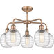 Belfast 5 Light 24 inch Antique Copper Chandelier Ceiling Light in Deco Swirl