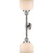 Franklin Restoration Large Bell 2 Light 19 inch Polished Nickel Bath Vanity Light Wall Light in Matte White Glass, Franklin Restoration