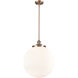 Franklin Restoration Beacon 1 Light 16 inch Antique Copper Pendant Ceiling Light in Incandescent, Matte White