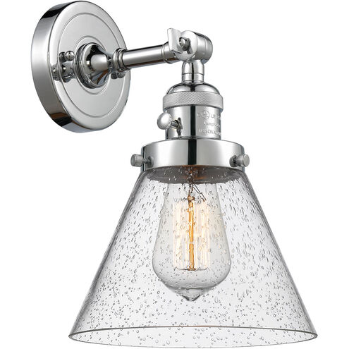 Franklin Restoration Large Cone LED 8 inch Polished Chrome Sconce Wall Light, Franklin Restoration