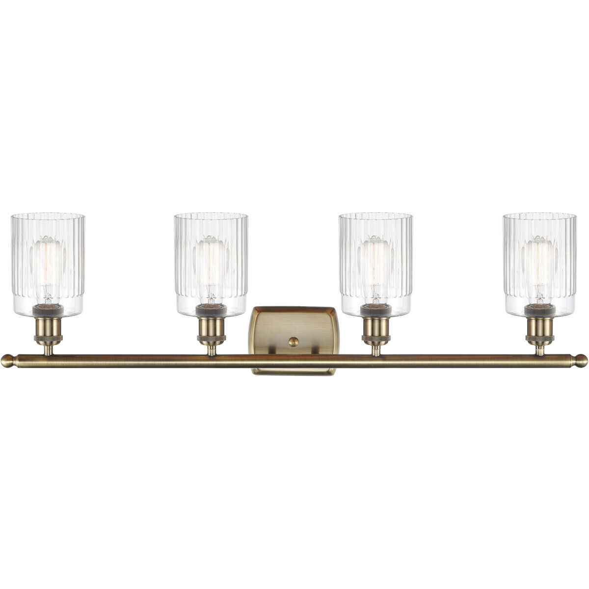 Ballston Hadley LED 36 inch Antique Brass Bath Vanity Light Wall Light in Clear Glass, Ballston