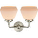Nouveau Fulton 2 Light 15 inch Brushed Satin Nickel Bath Vanity Light Wall Light in Matte White Glass, Nouveau