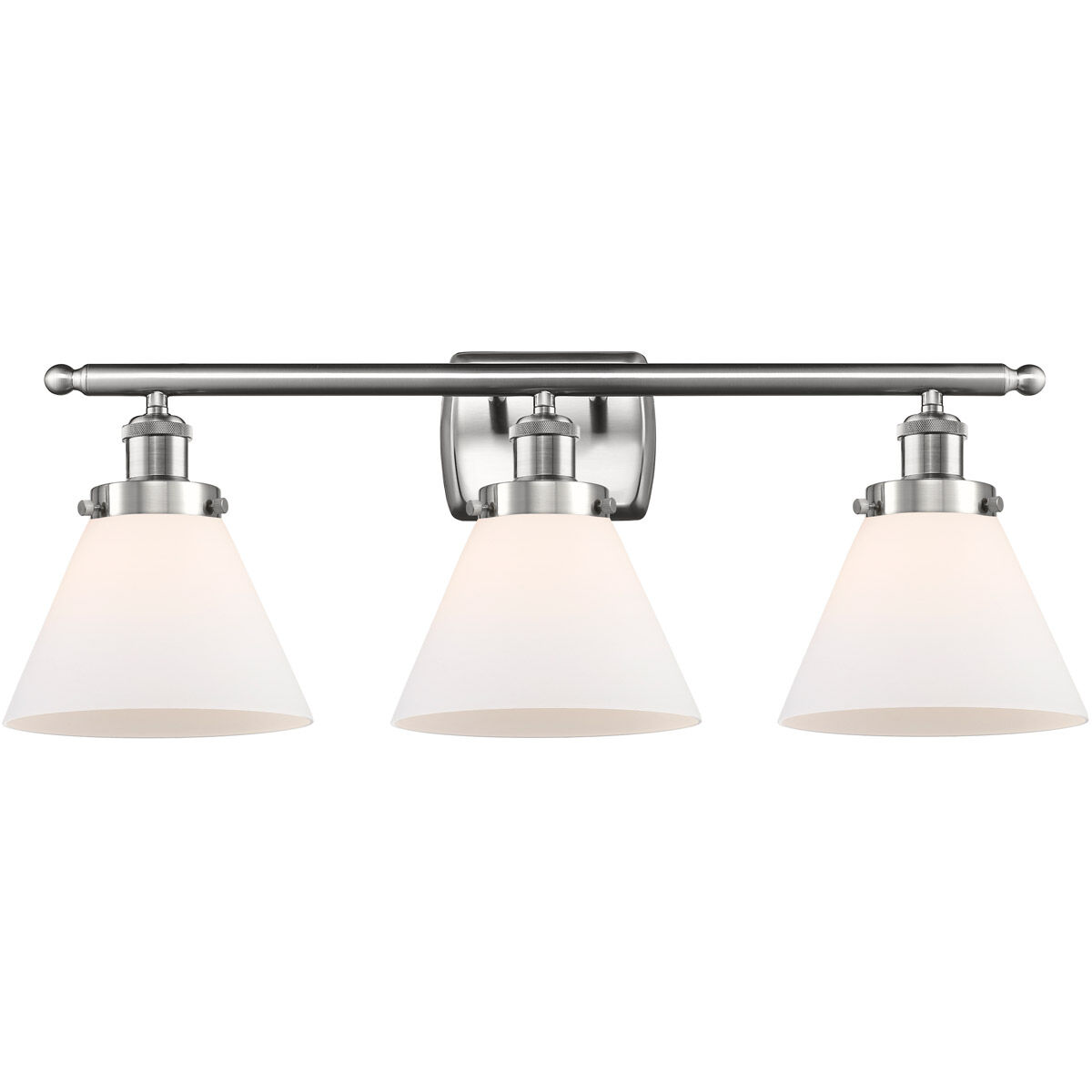 Ballston Large Cone LED 26 inch Brushed Satin Nickel Bath Vanity Light Wall Light in Matte White Glass, Ballston