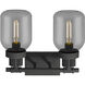 Somers 2 Light 14.75 inch Textured Black Bath Vanity Light Wall Light in Plated Smoke Glass