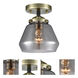 Nouveau Fulton 1 Light 7 inch Black Antique Brass Semi-Flush Mount Ceiling Light in Plated Smoke Glass, Nouveau