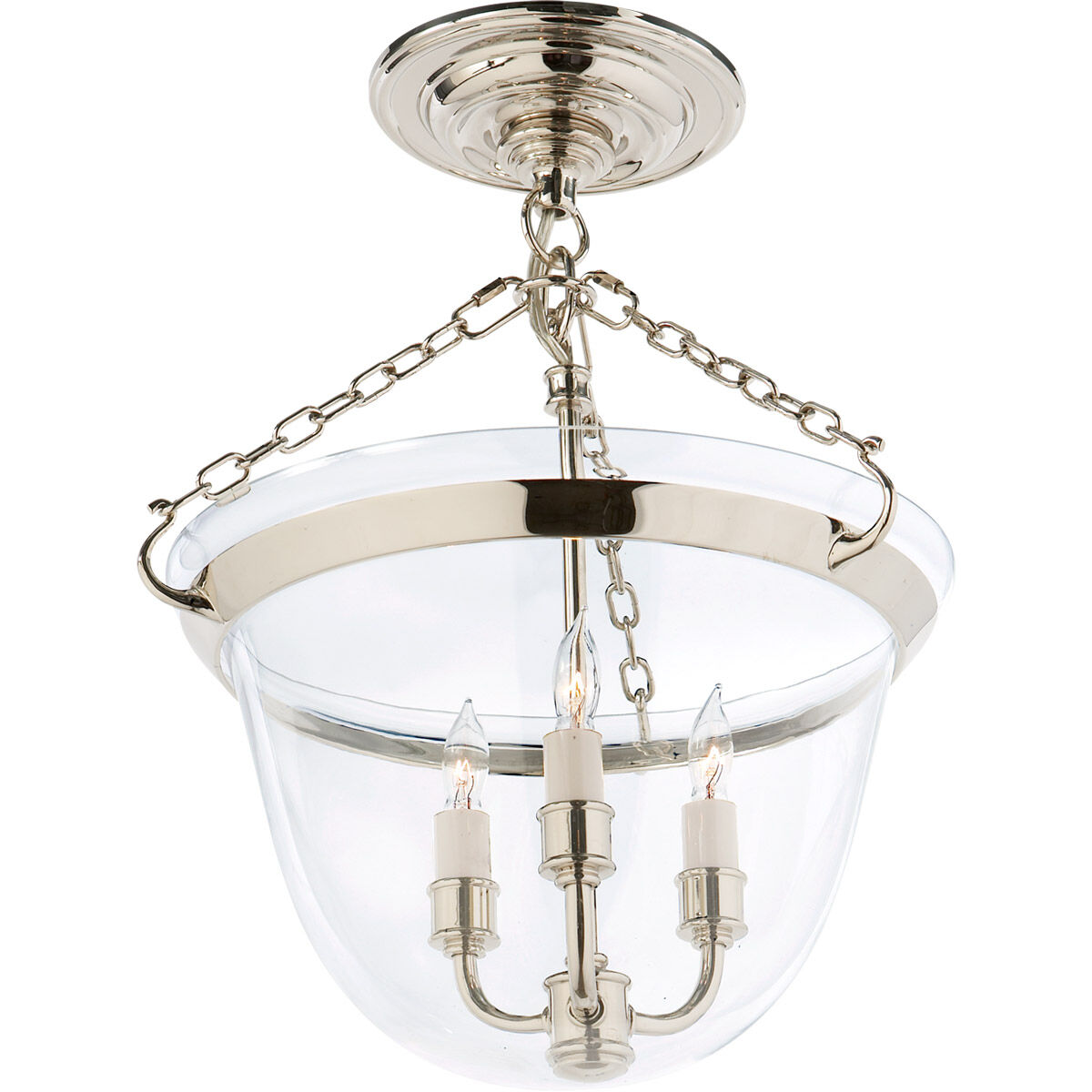 Chapman & Myers Country Bell Jar 3 Light 13.00 inch Semi-Flush Mount