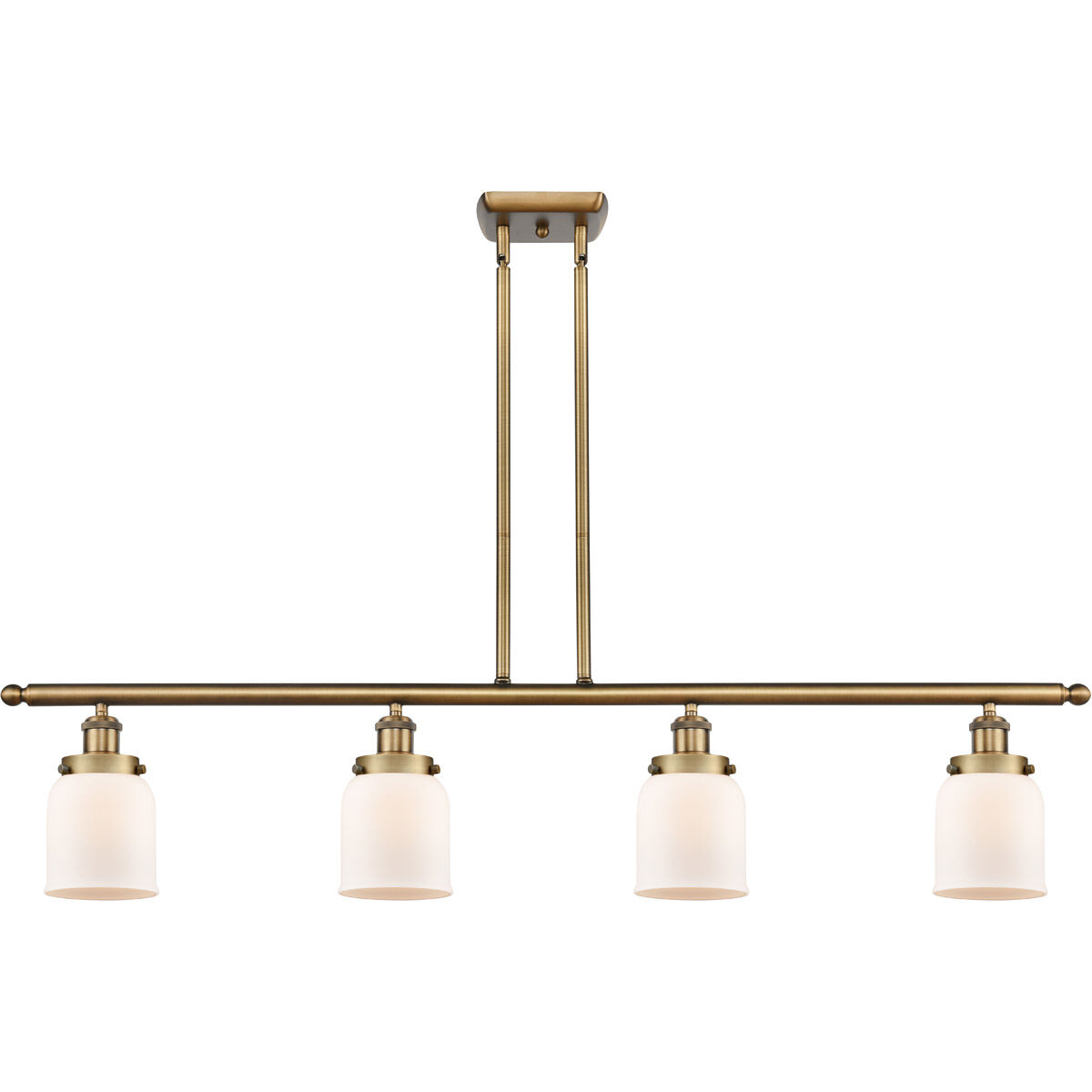 Ballston Small Bell 4 Light 48 inch Brushed Brass Island Light Ceiling Light in Matte White Glass