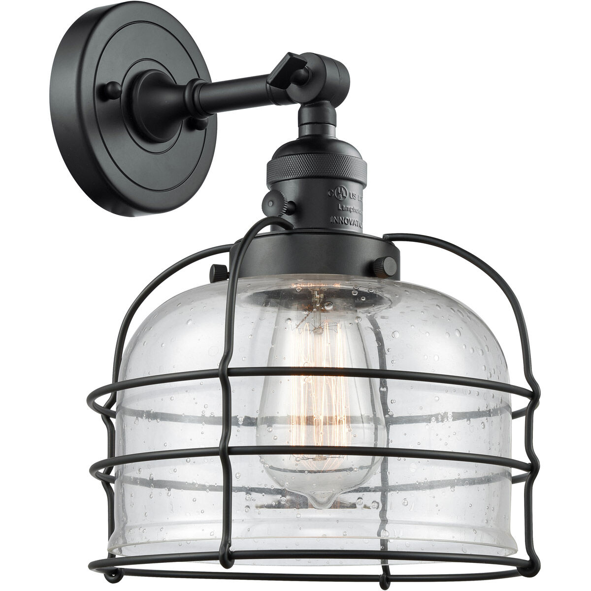 Franklin Restoration Large Bell Cage LED 9 inch Matte Black Sconce Wall Light, Franklin Restoration