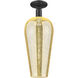 Chelsea 1 Light 8 inch Matte Black Semi-Flush Mount Ceiling Light in Mercury Deco Swirl Glass