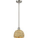 Woven Rattan 1 Light 8 inch Satin Nickel Pendant Ceiling Light