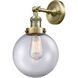 Franklin Restoration Large Beacon LED 8 inch Antique Brass Semi-Flush Mount Ceiling Light in Clear Glass, Franklin Restoration