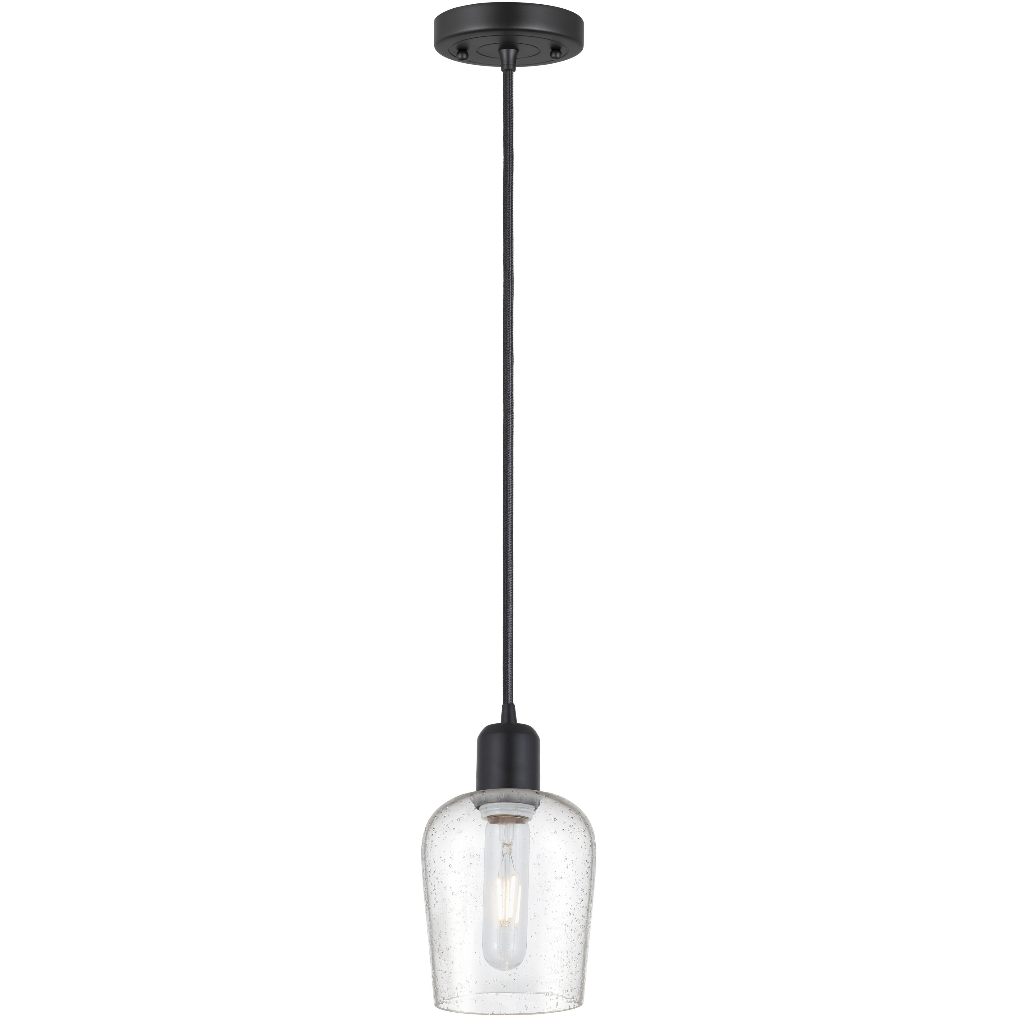 Remy 1 Light 5.25 inch Matte Black Mini Pendant Ceiling Light in Seedy Glass