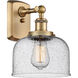 Ballston Large Bell LED 12 inch Brushed Brass Sconce Wall Light in Seedy Glass