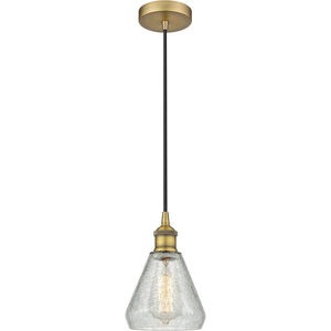 Edison Conesus LED 6 inch Brushed Brass Mini Pendant Ceiling Light