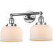 Franklin Restoration Large Bell LED 8 inch Polished Chrome Bath Vanity Light Wall Light in Matte White Glass, Franklin Restoration