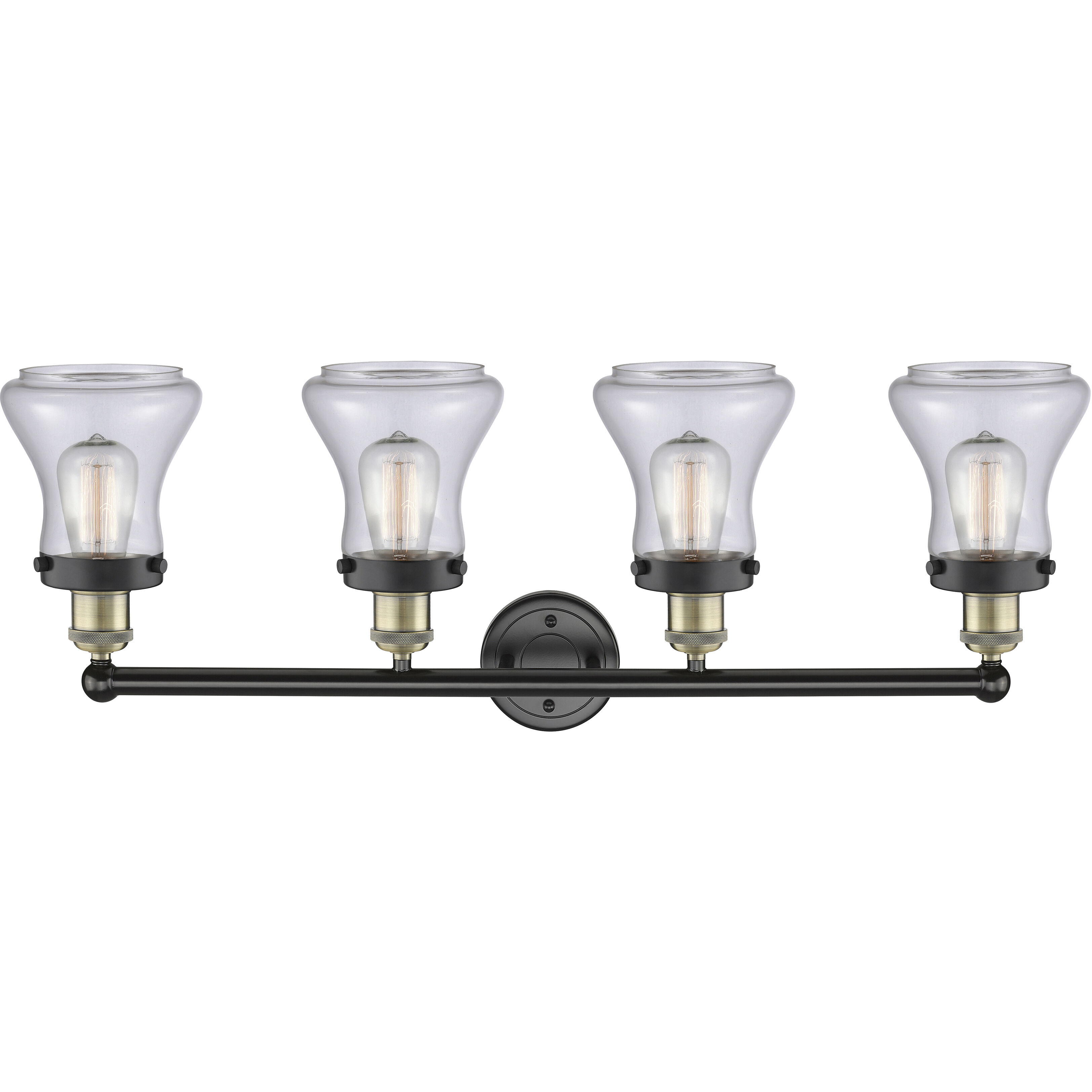 Bellmont 4 Light 33.5 inch Black Antique Brass Bath Vanity Light Wall Light in Clear Glass