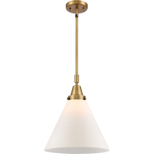 Franklin Restoration X-Large Cone 1 Light 12 inch Brushed Brass Mini Pendant Ceiling Light in Matte White Glass