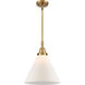 Franklin Restoration X-Large Cone 1 Light 12 inch Brushed Brass Mini Pendant Ceiling Light in Matte White Glass