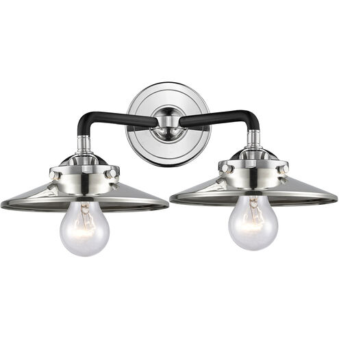 Nouveau Railroad 2 Light 16 inch Black Polished Nickel Bath Vanity Light Wall Light, Nouveau