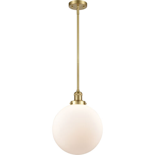 Franklin Restoration Beacon 1 Light 12 inch Satin Gold Mini Pendant Ceiling Light in Incandescent, Matte White, Franklin Restoration