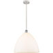 Ballston Dome LED 16 inch White and Polished Chrome Pendant Ceiling Light in Matte White Glass