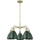 Ballston Dome 5 Light 25.5 inch Antique Brass Chandelier Ceiling Light in Green