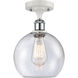 Ballston Athens 1 Light 8 inch White and Polished Chrome Semi-Flush Mount Ceiling Light in Seedy Glass, Ballston