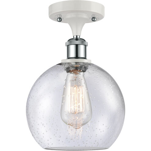 Ballston Athens LED 8 inch White and Polished Chrome Semi-Flush Mount Ceiling Light in Seedy Glass, Ballston