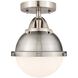 Nouveau 2 Hampden 1 Light 7.25 inch Brushed Satin Nickel Semi-Flush Mount Ceiling Light in Matte White Glass