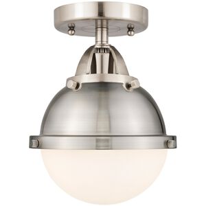 Nouveau 2 Hampden 1 Light 7 inch Brushed Satin Nickel Semi-Flush Mount Ceiling Light in Matte White Glass