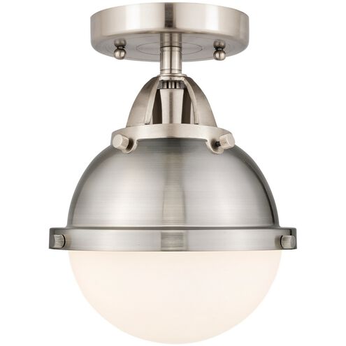 Nouveau 2 Hampden 1 Light 7.25 inch Brushed Satin Nickel Semi-Flush Mount Ceiling Light in Matte White Glass