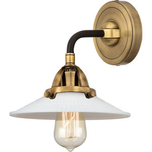 Nouveau 2 Halophane LED 9 inch Black Antique Brass and Matte Black Sconce Wall Light in Matte White Halophane Glass