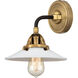 Nouveau 2 Halophane 1 Light 9 inch Black Antique Brass and Matte Black Sconce Wall Light in Matte White Halophane Glass