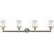 Franklin Restoration Small Canton LED 42 inch Brushed Satin Nickel Bath Vanity Light Wall Light in Matte White Glass, Franklin Restoration