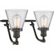 Franklin Restoration Small Cone LED 18 inch Oil Rubbed Bronze Bath Vanity Light Wall Light in Clear Glass, Franklin Restoration