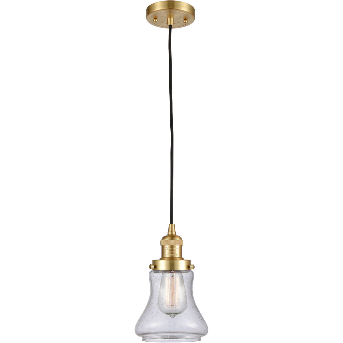 Franklin Restoration Bellmont 1 Light 6 inch Satin Gold Mini Pendant Ceiling Light in Seedy Glass, Franklin Restoration