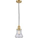 Franklin Restoration Bellmont 1 Light 6 inch Satin Gold Mini Pendant Ceiling Light in Seedy Glass, Franklin Restoration