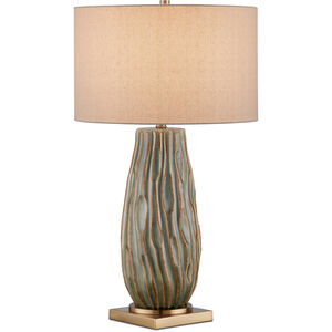 Water-borne 31.25 inch 150 watt Forest Reactive/Antique Brass Table Lamp Portable Light
