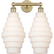 Cascade 2 Light 17 inch Brushed Brass Bath Vanity Light Wall Light in White