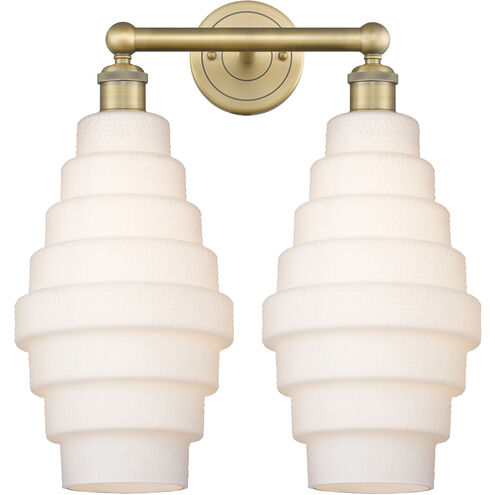 Cascade 2 Light 17 inch Brushed Brass Bath Vanity Light Wall Light in White