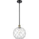 Ballston Large Farmhouse Rope LED 10 inch Black Antique Brass Pendant Ceiling Light in Clear Glass with White Rope, Ballston