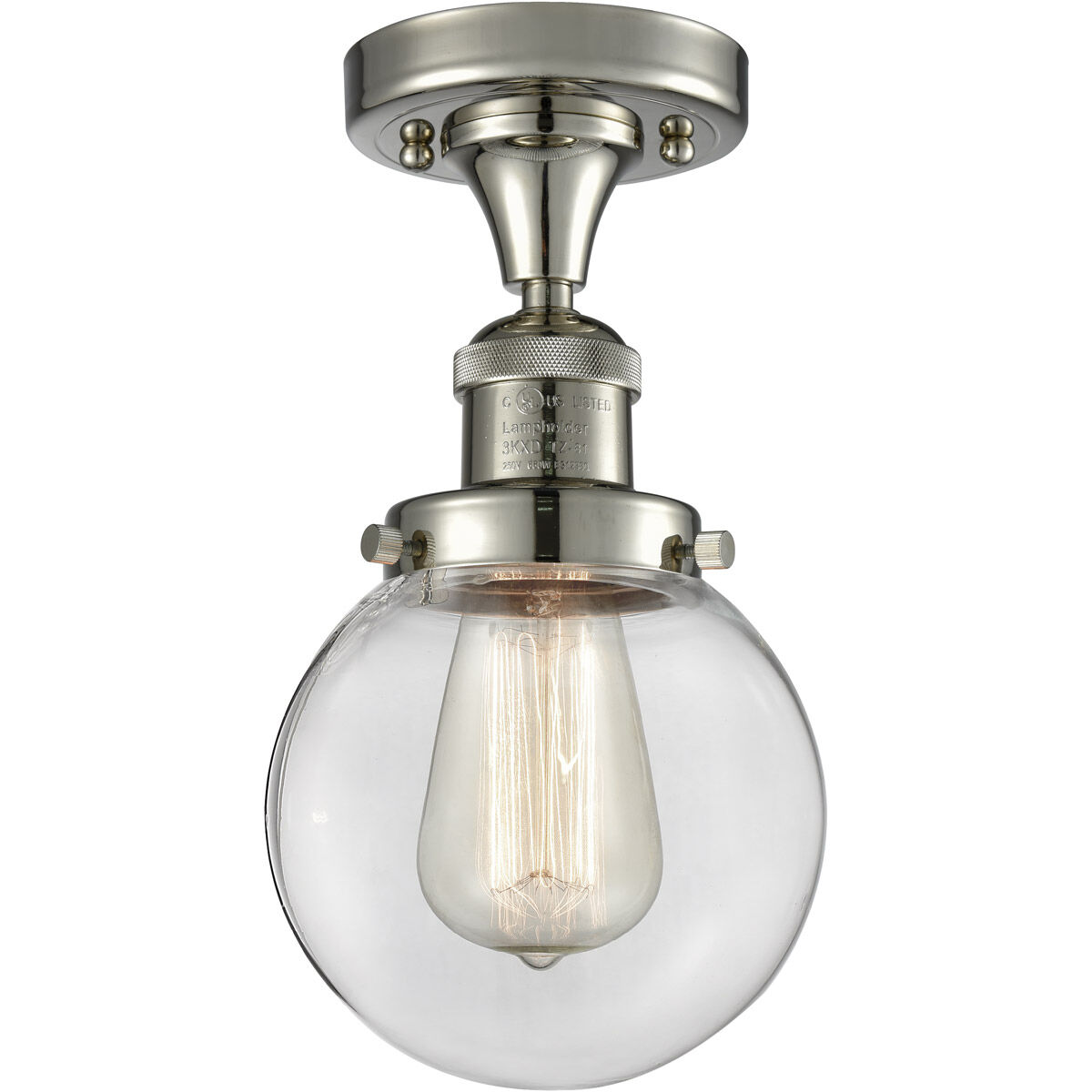 Franklin Restoration XX-Large Beacon 1 Light 12 inch Polished Nickel Semi-Flush Mount Ceiling Light in Clear Glass, Franklin Restoration