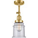 Franklin Restoration Canton 1 Light 6 inch Satin Gold Semi-Flush Mount Ceiling Light in Seedy Glass, Franklin Restoration