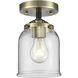 Nouveau Small Bell 1 Light 5 inch Black Antique Brass Semi-Flush Mount Ceiling Light in Clear Glass, Nouveau