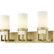 Utopia 3 Light 23.63 inch Brushed Brass Bath Vanity Light Wall Light in Matte White Glass