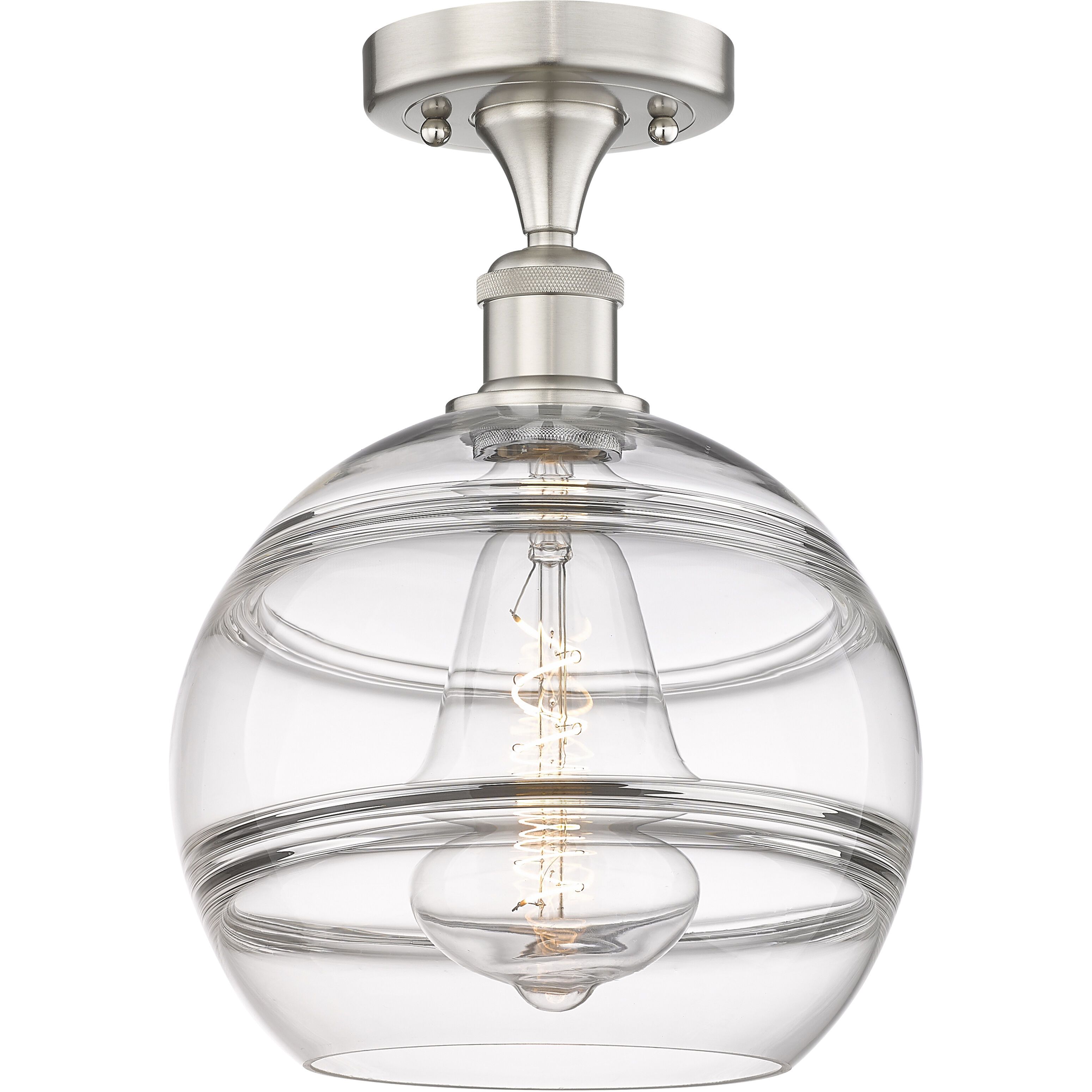 Edison Rochester 1 Light 10 inch Brushed Satin Nickel Semi-Flush Mount Ceiling Light