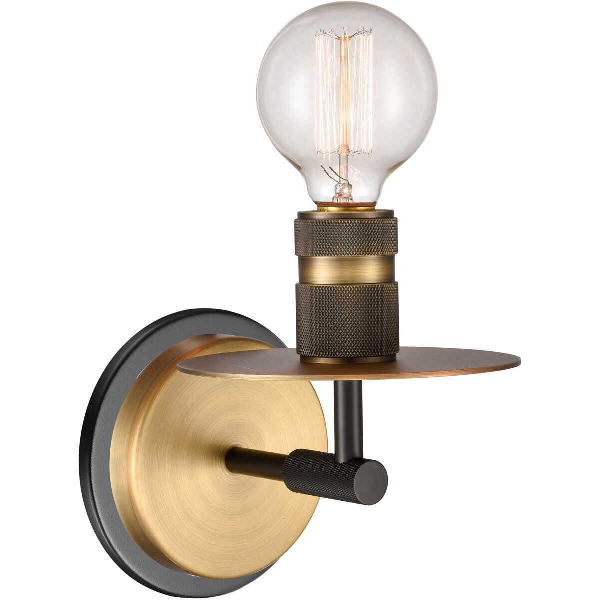 Restoration Aurora 1 Light 5.88 inch Black Brushed Brass Sconce Wall Light, Restoration