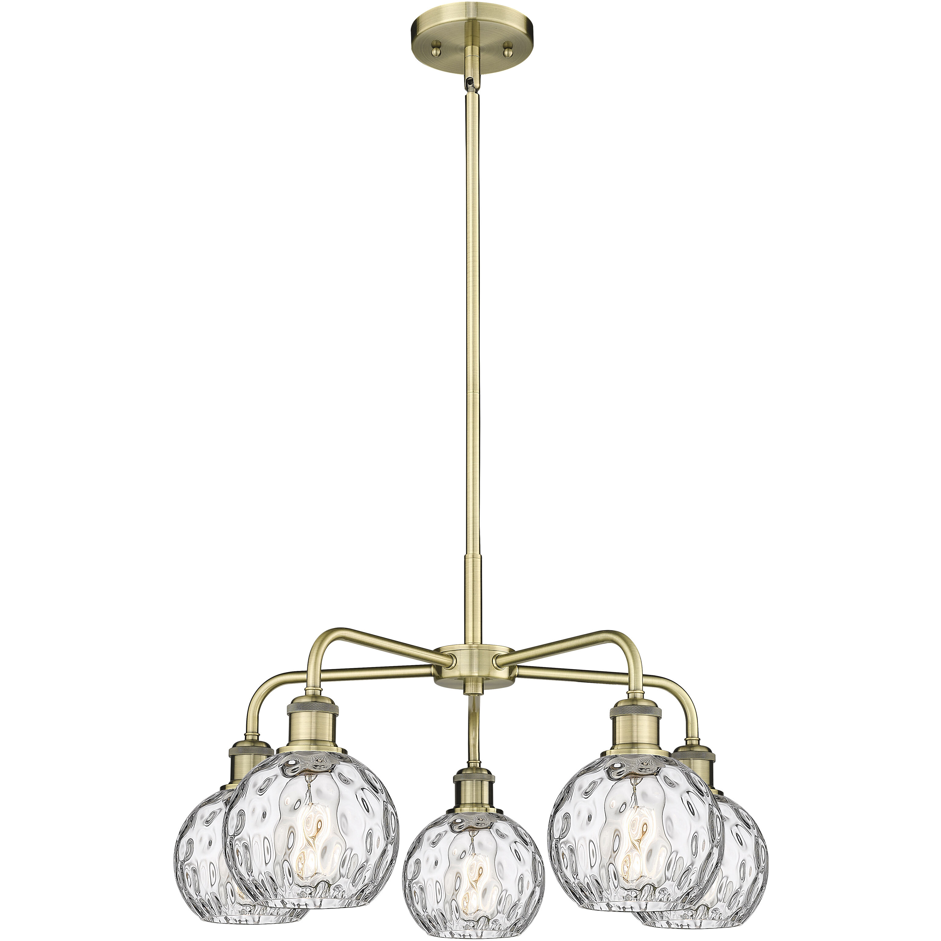 Athens Water Glass 5 Light 23.88 inch Antique Brass Chandelier Ceiling Light